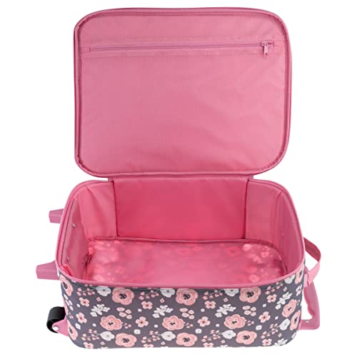 Stephen Joseph Kids' Rolling Carry-On Luggage, Charcoal Flower - color: Charcoal Flower