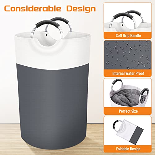 BlissTotes 75L Laundry Basket, Freestanding Collapsible Hamper, Gray - color: Gray, size: 75L