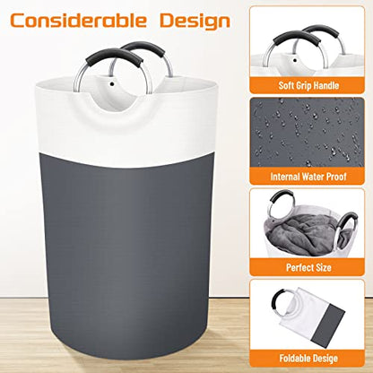 BlissTotes 75L Laundry Basket, Freestanding Collapsible Hamper, Gray - color: Gray, size: 75L