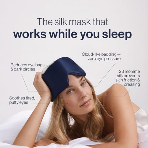 Dore & Rose Deep Sleep Mask, 100% Pure Silk Eye Mask for Sleeping - color: Dark Blue