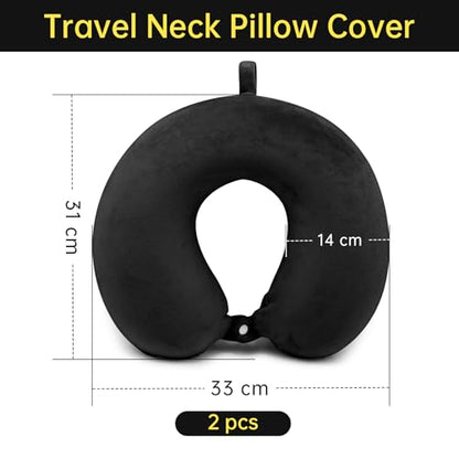 2 Packs Travel Neck Pillow Cover, Reusable U Shaped Washable Cover (black) - color: Black