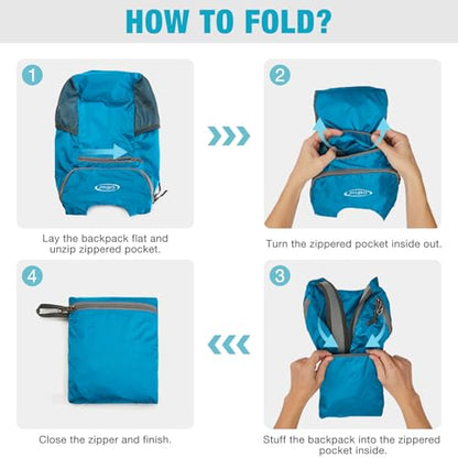 G4Free 10L Lightweight Packable Hiking Backpack, Nylon Daypack Daily Travel - color: Blue, size: Small