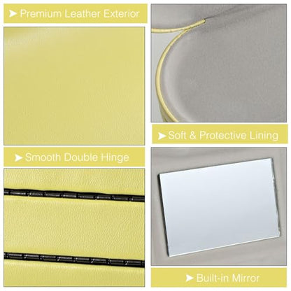 MoKo Double Eyeglass Case,Glasses and contact case 2 in 1 with Mirror - color: Yellow