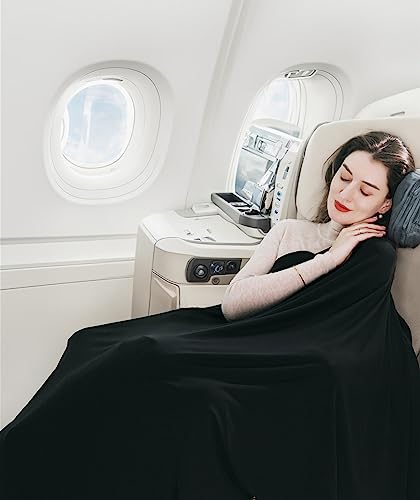 VENVSBEE Shawl Wraps for Women, Travel Scarf Soft Blanket Wrap Pashmina Travel Accessory for Airplane - color: 01 Classic Jersey Black