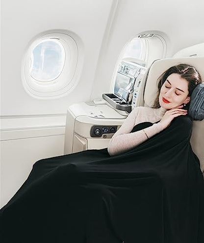 VENVSBEE Shawl Wraps for Women, Travel Scarf Soft Blanket Wrap Pashmina Travel Accessory for Airplane - color: 01 Classic Jersey Black