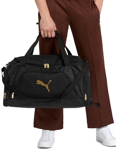 PUMA unisex-adult Accelerator Duffel Bag with Removable Strap & Shoe Pocket - color: Black