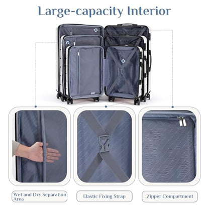 OLIXIS 20 Inch Carry-On Suitcase, Hardside Rolling Luggage, White - color: White, size: 20 IN