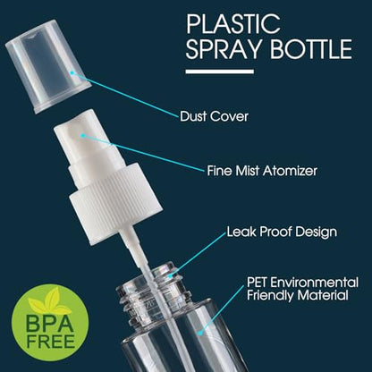 Small Spray Bottles 6Pack 2.7oz Plastic Travel Bottle Sprayer