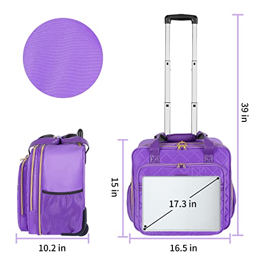 Ytonet Rolling Briefcase for Women, 17.3 In Rolling Laptop Bag, Purple - color: Purple, size: Large