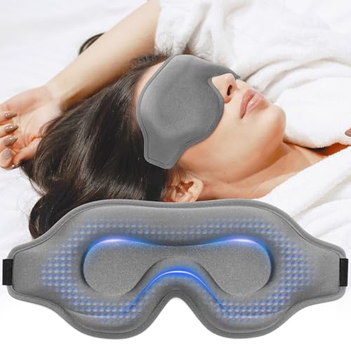 3D Blackout Weighted Eye Mask for Sleep, Eye Cover for Men Women - color: Silver Gray