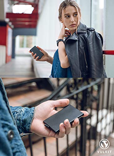 VULKIT Pop Up Wallet, Slim Minimalist Credit Card Holder For Men and Women RFID Blocking Mini Metal Case Wine - color: wine