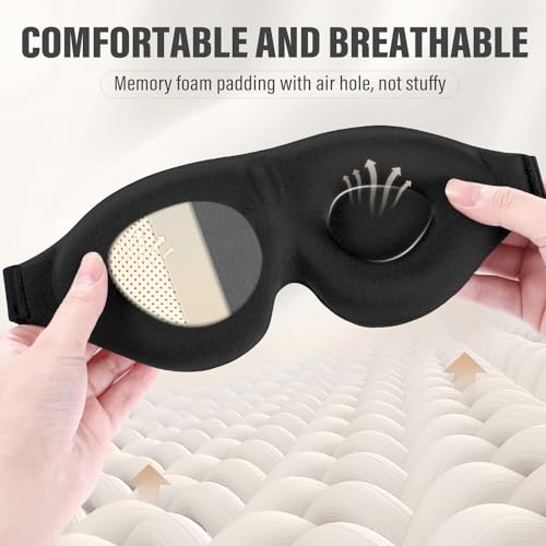 YIVIEW Sleep Mask for Side Sleeper, Light Blocking Zero Pressure Blindfold - color: Black