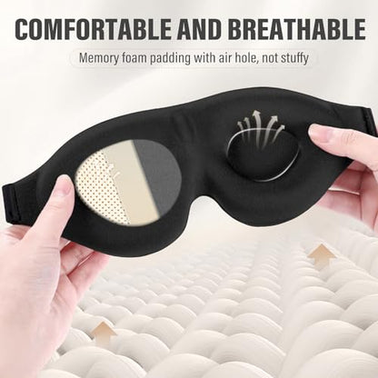 YIVIEW Sleep Mask for Side Sleeper, Light Blocking Zero Pressure Blindfold - color: Black