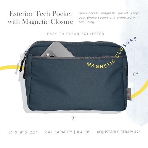 Everyday Joey Belt Bag | Navy Crossbody Hip Pack - 2.4L Zipper Pockets - color: Navy