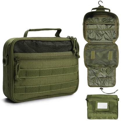 Toiletry Bag for Men Travel Tactical Hanging Dopp Kit Shaving Hygiene Bag - color: Green