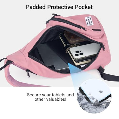 Hanke Crossbody Sling Bag, Chest Bag with 11" Tablet Pocket - color: Purple