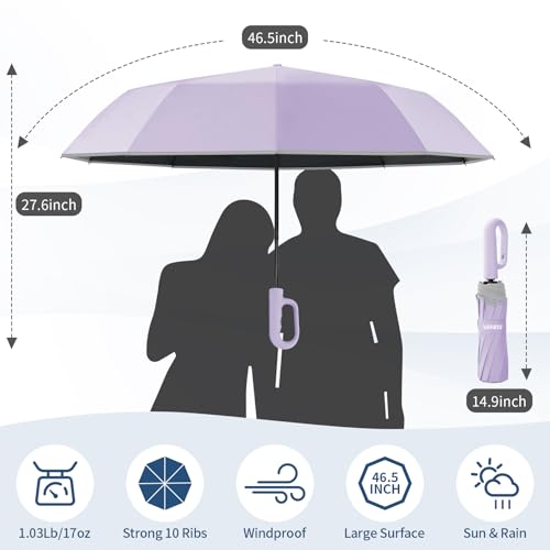 Seniny Travel Umbrella with UV Sun Protection, Large Rain Umbrellas - color: Purple