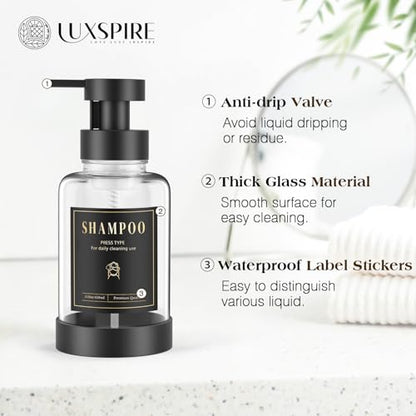 Luxspire Glass Foaming Soap Dispenser 15oz Hand Soap Bottle, Clear, 2 Pack - color: Clear