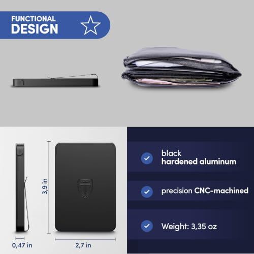 TRAVANDO SLYDE Aluminum Card Holder - RFID Blocking Wallet for Men with Money Clip – Holds Up to 9 Cards – RFID Protected Credit Card Mens Wallet - size: 8-9 Cards