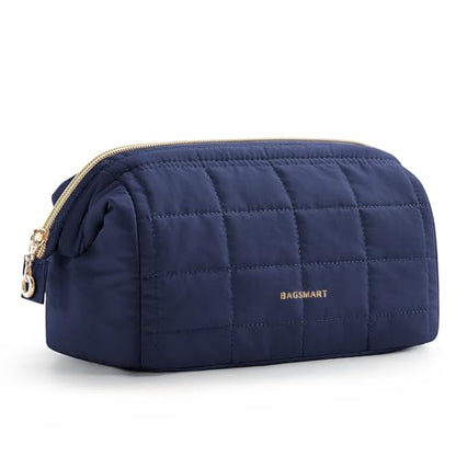 BAGSMART Makeup Bag Travel Toiletry Bag, Wide-open Zipper Pouch, Navy Blue - color: 07-Navy Blue