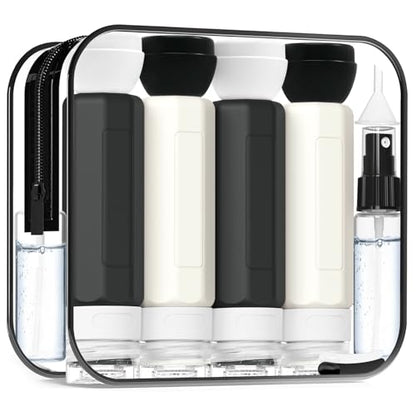 Redfly Travel Bottles for Toiletries 3oz, 17 Pack Travel Size Containers - color: Black&White, size: 17Packs