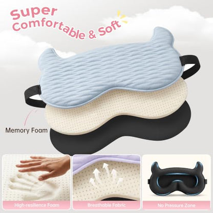Kids Sleep Mask, Contoured 3D Sleep Mask for Kids, Girls Boys Ages 5-15 - color: Blue