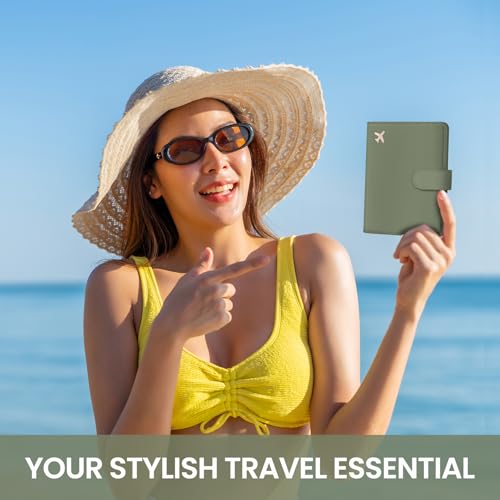 Passport Holder for Travel, RFID Blocking Wallet with Magnetic Closure - color: Z.G-Green