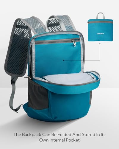 WATERFLY 소형 패커블 여행용 백팩: 15L 경량 하이킹 데이팩, 블루., 데이팩 백팩 - color: 블루.