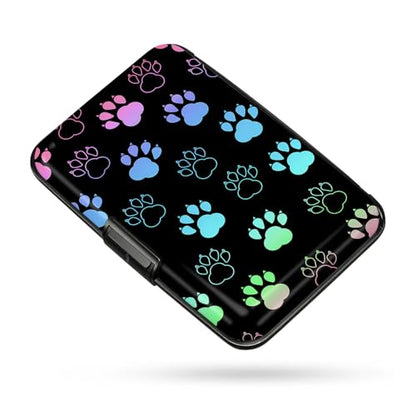 Credit Card Holder RFID Aluminum card case Dog Paw mini Wallet Women Men - color: Dog Paw