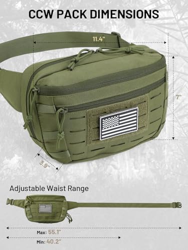 Tactical Fanny Pack with Gun Holster, CCW Waist Bag for Men - color: Green