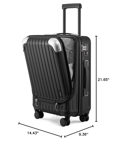 LEVEL8 Carry on Luggage 22x14x9 Airline Approved, 20" Suitcases with Wheels - color: Black, size: 20 Inch
