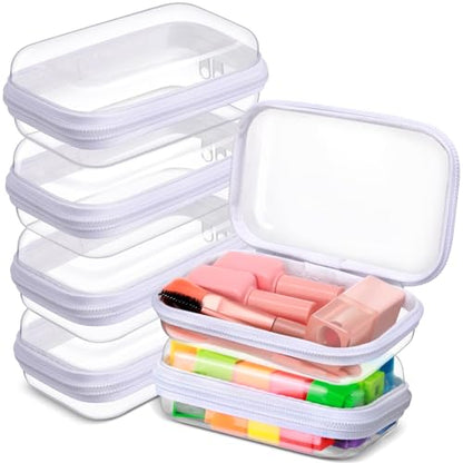 Sanwuta 6 Clear Hard Zipper Case,White,5 X 3 X 2 Inch - color: White, size: 5 x 3 x 2 Inch