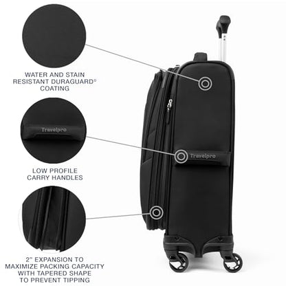 Travelpro Maxlite 5 Softside Carry-On Luggage Spinner, Black, 20-Inch - color: Black, size: Compact Carry-on 20-Inch