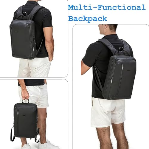 Tzowla Business Commute Laptop Backpack Fit 17.3 Inch Laptop, Waterproof Work Backpacks with USB3.0 Charging Port - color: Black