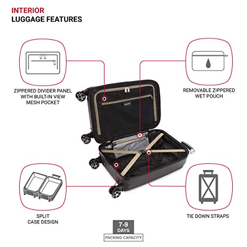 SwissGear 7585 Hardside Expandable Luggage with Spinner Wheels, Black, Checked-Medium 23-Inch - color: Black, size: Checked-Medium 23-Inch