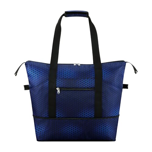 Expandable Duffel Bag for Women with Trolley Sleeve/Wet Pocket Weekender Travel Tote Large Carry On Overnight Luggage - color: Hexagon
