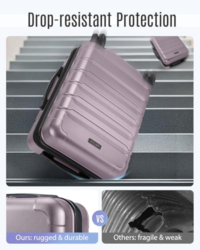 LIGHT FLIGHT Carry On Luggage 22x14x9 Airline Approved Suitcase,Rose Purple - color: Rose Purple