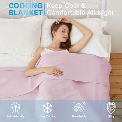 AmyHomie Cooling Blanket Queen Size 90"x90", 100% Rayon Derived from Bamboo - color: Light Purple, size: Queen (90"x90")