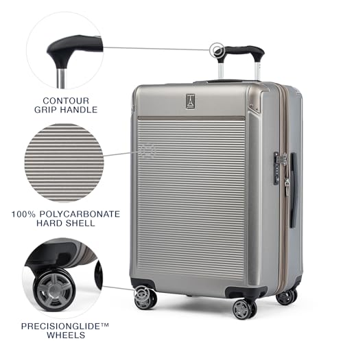 Travelpro Platinum Elite Hardside Checked Luggage, Sand, 25-Inch - color: Metallic Sand, size: Checked- Medium 25-Inch