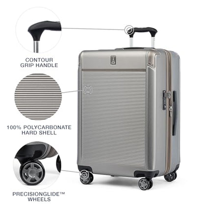 Travelpro Platinum Elite Hardside Checked Luggage, Sand, 25-Inch - color: Metallic Sand, size: Checked- Medium 25-Inch
