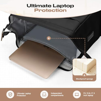 Maelstrom 15.6-17.3" Laptop Backpack with Lunch Box, Work Bag for Women Men - color: Black