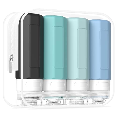 Redfly Travel Bottles for Toiletries 3oz, Silicone Travel Size Containers - color: Gray, size: 4Packs