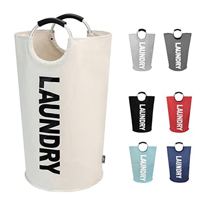 DOKEHOM 125L X-Large Laundry Basket Bag, Collapsible Tall Hamper, Beige - color: Beige, size: 125L