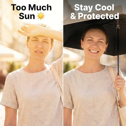 Compact Sun Umbrella, UPF 50+ UV Protection - color: Black