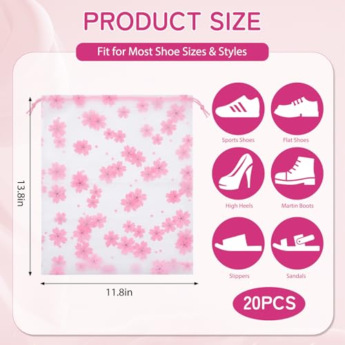 Shoe Bags for Travel, 20PCS Waterproof Drawstring Shoe Bags for Packing - color: Flowers