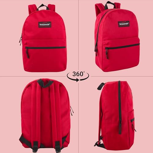 Trail maker Classic 17 inch Backpacks with Adjustable Padded Straps | School Backpacks for Girls, Boys - color: Red