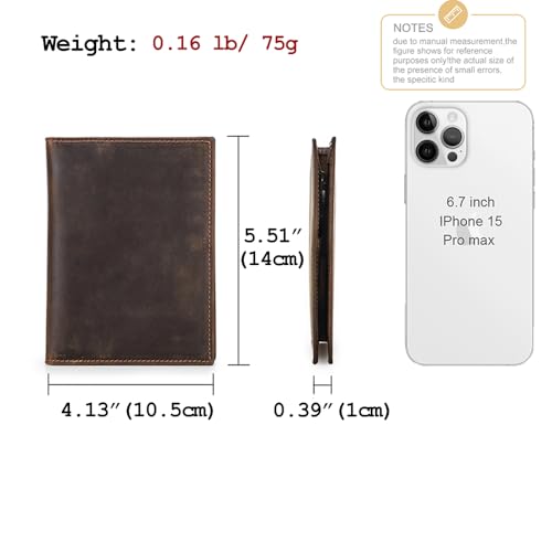 CONTACTS Rfid Passport Holder for Men Leather Passport Wallet by Handmade - color: Coffee, style: Plain- Classic