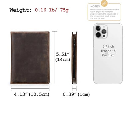 CONTACTS Rfid Passport Holder for Men Leather Passport Wallet by Handmade - color: Coffee, style: Plain- Classic