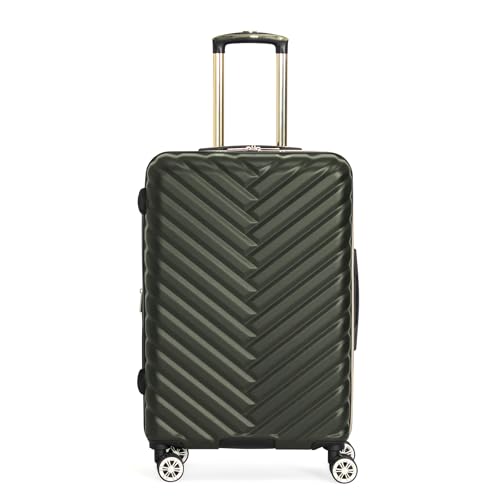 Kenneth Cole REACTION Madison Square Lightweight Hardside Chevron Expandable Spinner Luggage, Olive, 24-Inch Checked - color: Olive, size: 24-Inch Checked