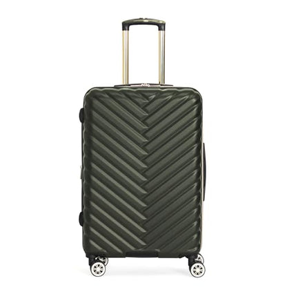 Kenneth Cole REACTION Madison Square Lightweight Hardside Chevron Expandable Spinner Luggage, Olive, 24-Inch Checked - color: Olive, size: 24-Inch Checked